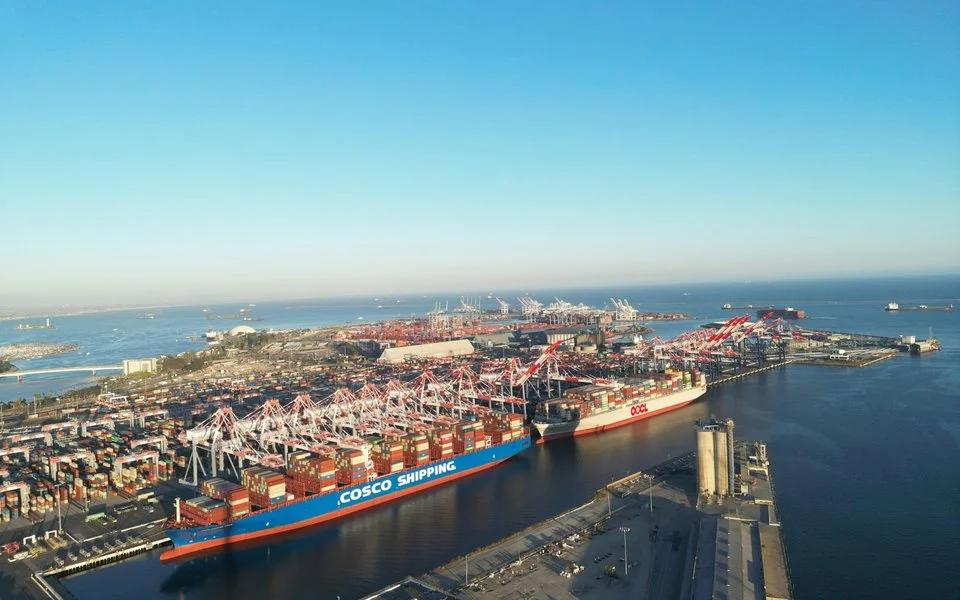 Container port illustrating international logistics